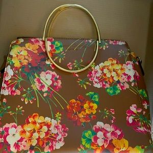 Preowned w/love, RARE Brown Floral Candace Christian satchel tote crossbody.